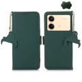 For Xiaomi Redmi Note 13R Pro Genuine Leather Magnetic RFID Leather Phone Case(Green)