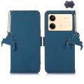 For Xiaomi Redmi Note 13R Pro Genuine Leather Magnetic RFID Leather Phone Case(Blue)