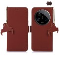 For Xiaomi 14 Ultra Genuine Leather Magnetic RFID Leather Phone Case(Coffee)