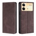 For Xiaomi Redmi Note 13R Pro 5G Skin Feel Magnetic Leather Phone Case(Dark Brown)