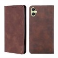 For Samsung Galaxy A05 4G Skin Feel Magnetic Leather Phone Case(Dark Brown)