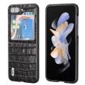 For Samsung Galaxy Z Flip5 ABEEL Crocodile Texture Genuine Leather Phone Case(Black)