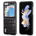 For Samsung Galaxy Z Flip6 ABEEL Crocodile Texture Genuine Leather Phone Case(Black)