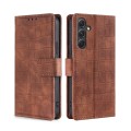 For Samsung Galaxy A54 5G Skin Feel Crocodile Magnetic Clasp Leather Phone Case(Brown)