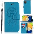 For Samsung Galaxy A04e Global Wind Chime Owl Embossing Pattern Leather Phone Case(Blue)
