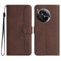 For OnePlus 12 Heart Pattern Skin Feel Leather Phone Case(Brown)