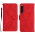 For Sony Xperia 1 V Stitching Embossed Leather Phone Case(Red)