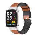 For Redmi Watch 3 Mijobs TPU Leather Watch Band(Brown Silver)