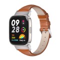 For Redmi Watch 3 Mijobs Genuine Leather Slim Watch Band(Orange Silver)