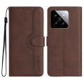 For Xiaomi 14 Heart Pattern Skin Feel Leather Phone Case(Brown)