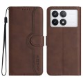 For Xiaomi Redmi K70 Heart Pattern Skin Feel Leather Phone Case(Brown)