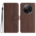 For Xiaomi Redmi A3 Heart Pattern Skin Feel Leather Phone Case(Brown)