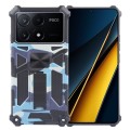 For Xiaomi Poco X6 Pro 5G Camouflage Armor Kickstand TPU + PC Magnetic Phone Case(Light Blue)