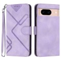 For Google Pixel 8a Line Pattern Skin Feel Leather Phone Case(Light Purple)