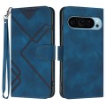 For Google Pixel 9 Pro Line Pattern Skin Feel Leather Phone Case(Royal Blue)