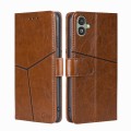 For Samsung Galaxy F14 5G Geometric Stitching Leather Phone Case(Light Brown)