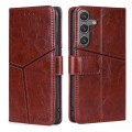For Samsung Galaxy S24 5G Geometric Stitching Leather Phone Case(Dark Brown)