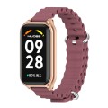 For Redmi Band 2 Mijobs Metal Shell Ocean Silicone Watch Band(Wine Red Rose Gold)