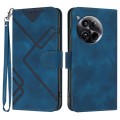 For OnePlus 12 Line Pattern Skin Feel Leather Phone Case(Royal Blue)