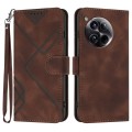 For OnePlus 12 Line Pattern Skin Feel Leather Phone Case(Coffee)