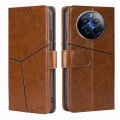 For Realme 12 Pro 5G Geometric Stitching Leather Phone Case(Light Brown)