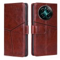 For Realme 12+ 5G Geometric Stitching Leather Phone Case(Dark Brown)