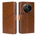 For Realme GT5 Pro 5G Geometric Stitching Leather Phone Case(Light Brown)