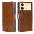 For Xiaomi Redmi Note 13R Pro 5G Geometric Stitching Leather Phone Case(Light Brown)