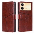 For Xiaomi Redmi Note 13R Pro 5G Geometric Stitching Leather Phone Case(Dark Brown)
