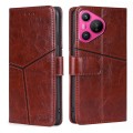 For Huawei Pura 70 5G Geometric Stitching Leather Phone Case(Dark Brown)