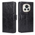 For Honor Magic6 Geometric Stitching Leather Phone Case(Black)