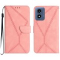 For Motorola Moto G Play 4G 2024 Stitching Embossed Leather Phone Case(Pink)