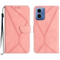 For Motorola Moto G Stylus 5G 2024 Stitching Embossed Leather Phone Case(Pink)