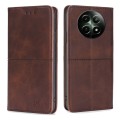 For Realme 12 5G Cow Texture Magnetic Leather Phone Case(Dark Brown)