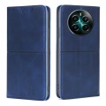 For Realme 12+ 5G Cow Texture Magnetic Leather Phone Case(Blue)