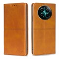 For Realme 12+ 5G Cow Texture Magnetic Leather Phone Case(Light Brown)