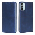 For Samsung Galaxy M15 5G Cow Texture Magnetic Leather Phone Case(Blue)