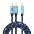 EMK 3.5mm Jack Male to 2 x RCA Male Gold Plated Connector Speaker Audio Cable, Cable Length:2m(Dark