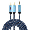 EMK 3.5mm Jack Male to 2 x RCA Male Gold Plated Connector Speaker Audio Cable, Cable Length:3m(Dark