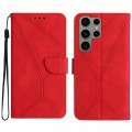 For Samsung Galaxy S23 Ultra 5G Stitching Embossed Leather Phone Case(Red)