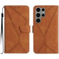 For Samsung Galaxy S23 Ultra 5G Stitching Embossed Leather Phone Case(Brown)