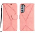 For Samsung Galaxy S22+ 5G Stitching Embossed Leather Phone Case(Pink)
