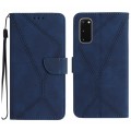For Samsung Galaxy S20 Stitching Embossed Leather Phone Case(Blue)