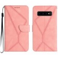 For Samsung Galaxy S10+ Stitching Embossed Leather Phone Case(Pink)