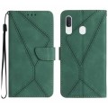 For Samsung Galaxy A20 / A30 Stitching Embossed Leather Phone Case(Green)