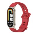 For Xiaomi Mi Band 8 Mijobs Flat Hole Breathable Silicone Watch Band(Red+Light Gold)