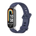 For Xiaomi Mi Band 8 Mijobs Flat Hole Breathable Silicone Watch Band(Midnight Blue+Silver)