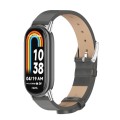 For Xiaomi Mi Band 8 Mijobs Microfiber PU Leather Watch Band(Grey Silver)
