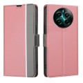 For Realme 12+ 5G Twill Texture Side Button Leather Phone Case(Pink)