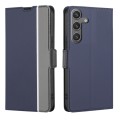 For Samsung Galaxy S24 5G Twill Texture Side Button Leather Phone Case(Blue)